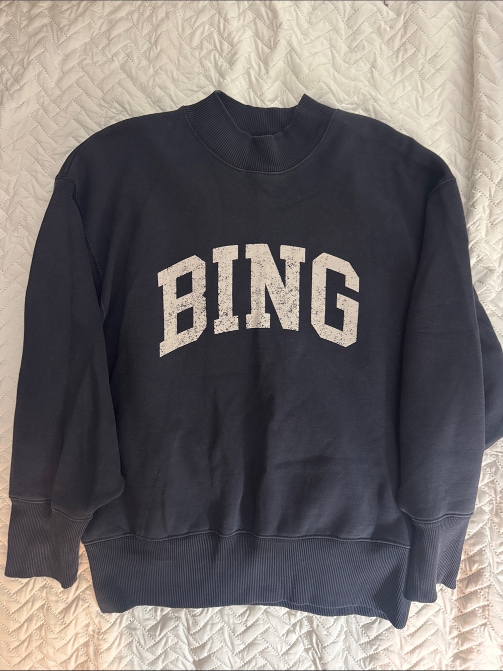 Anine Bing Navy Blue BING Logo Sweatshirt - Picture 2 of 2
